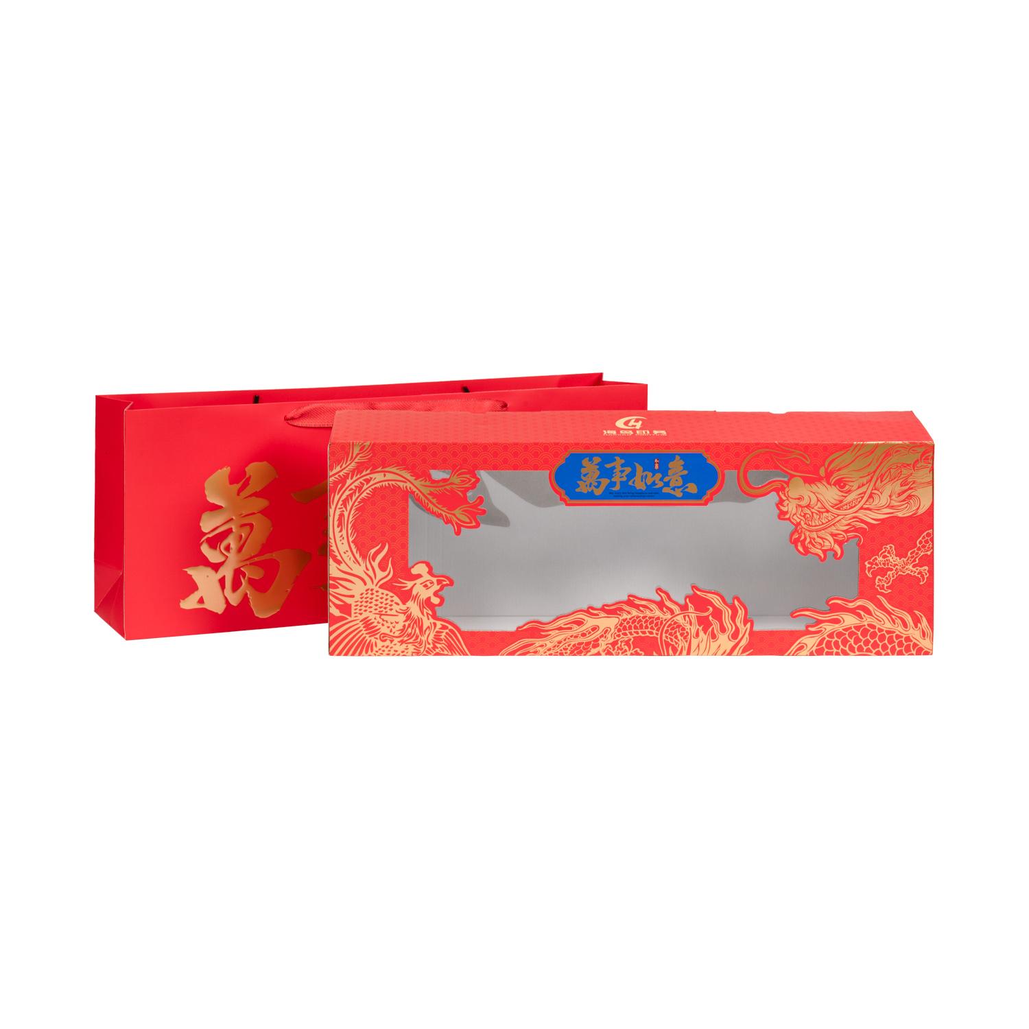 礼盒 — 红色龙凤开窗礼盒